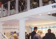 Double storey expo stand showing second level with sitting area
