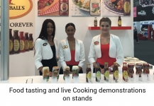 Food tasting and live Cooking demonstrations on stands